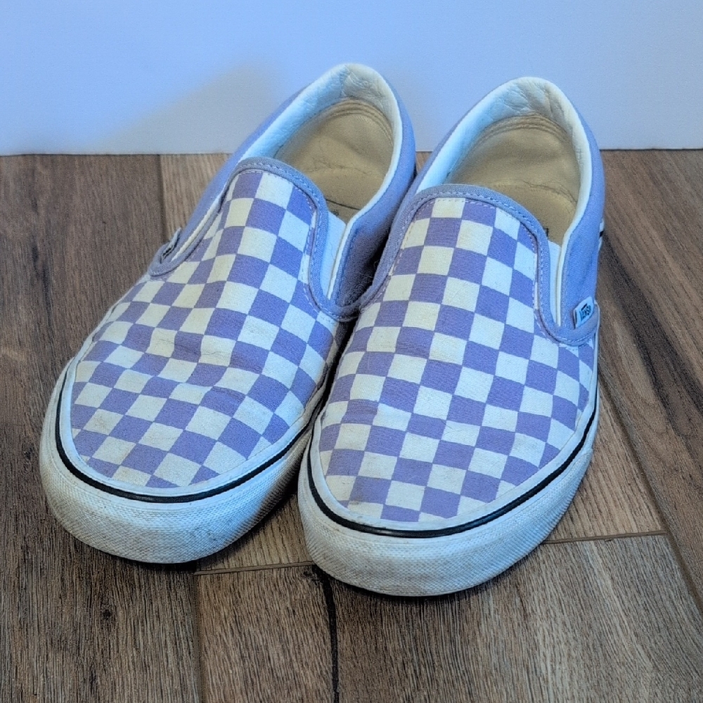 Vans Checkered Slip-On Sneakers - Purple and White